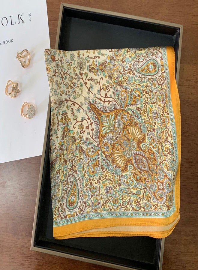 NIDMIDO Women's Square Neck Satin Silk Scarfs Head Scarf Satin Silk Feeling Scarf Sleeping Hair Wrapping Night 27.5" (B Yellow) - Image 2